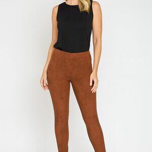 NWT Tahari Faux Leather Suede Pants XS – Luxe Rust, Sleek Fit